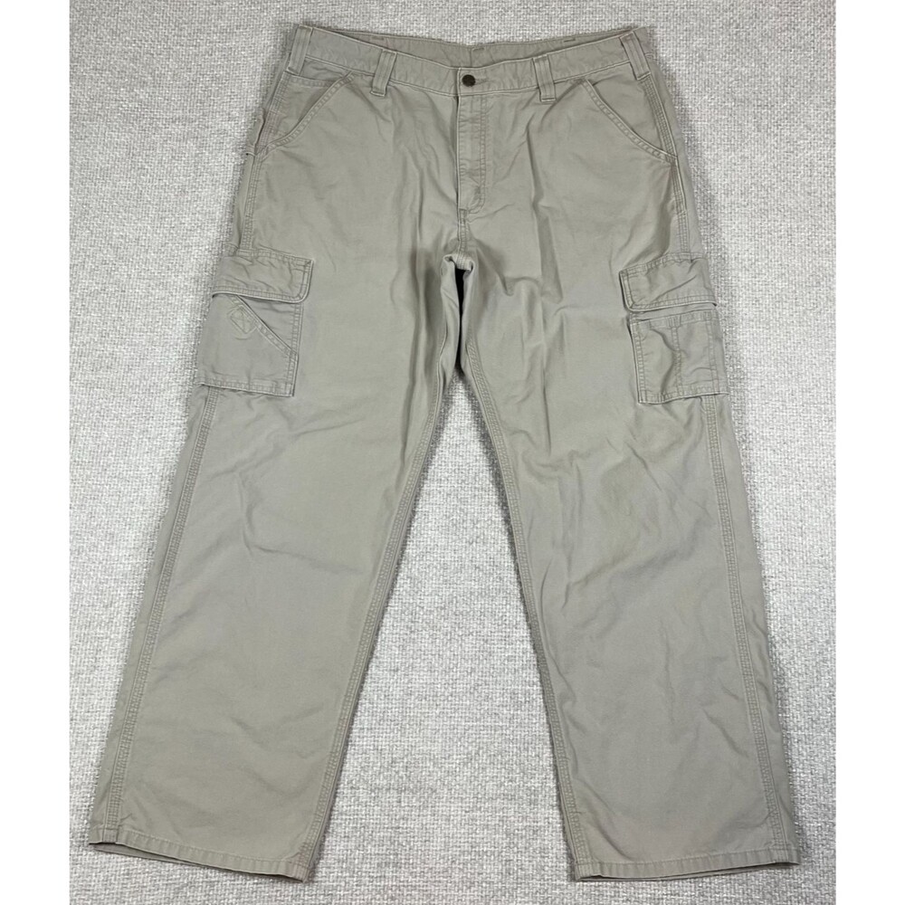 Carhartt Cargo Utility Carpenter Pants Mens 38x30 Beige Canvas Dungaree Fit B260